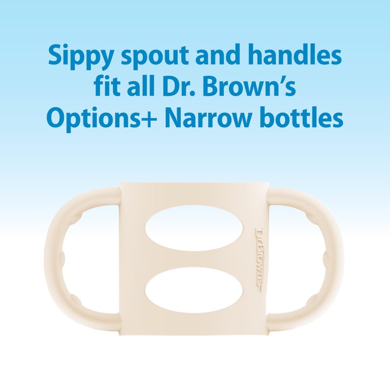 Dr. Brown's Milestones Narrow Sippy Spout Bottle with 100% Silicone, Easy-Grip Handles and Soft Sippy Spout, 8oz/250mL, Ecru, 1-Pack, 6m+ - Image 5